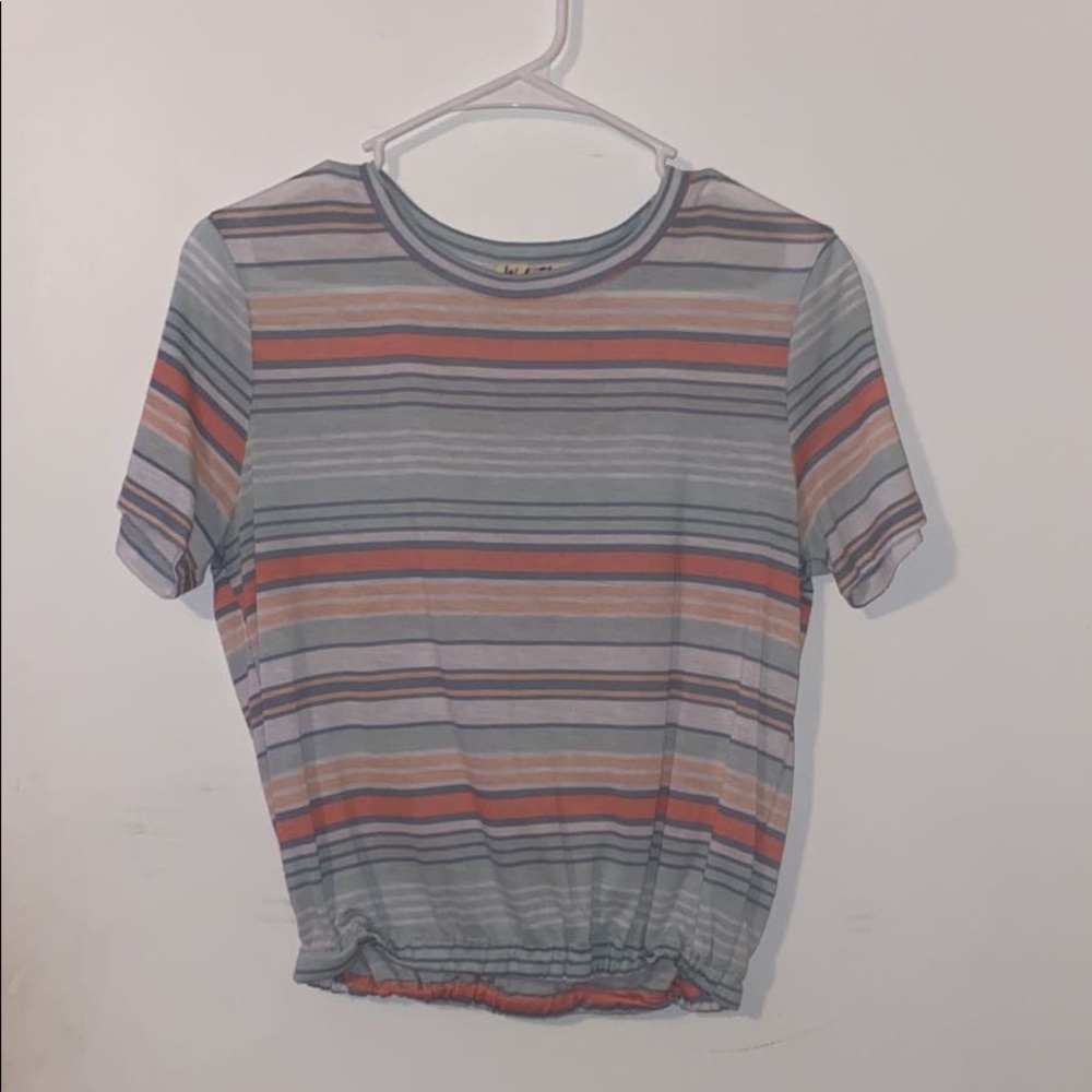 striped elastic waist crop top